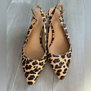 J Crew calf hair slingback kitten heels